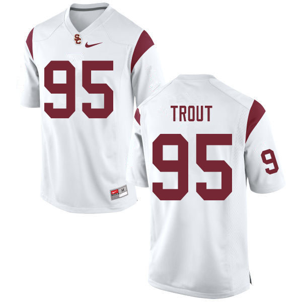 Men #95 Trevor Trout USC Trojans College Football Jerseys Sale-White - Click Image to Close